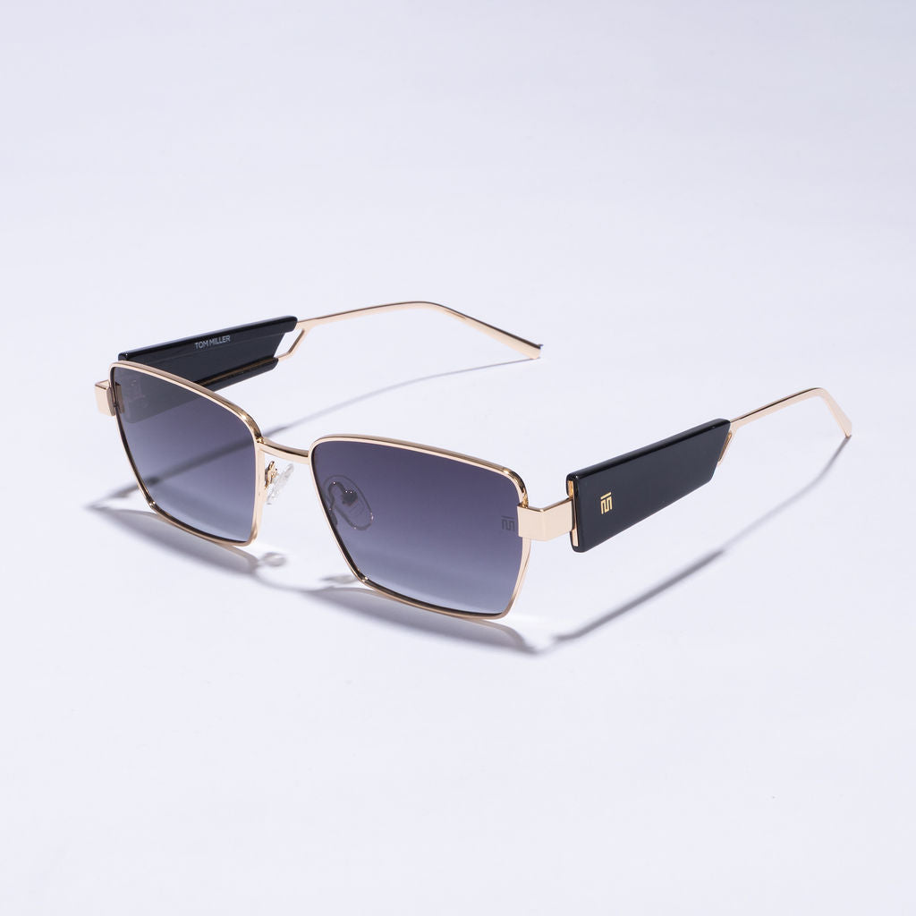 Tom Miller Elite 004 rectangle sunglasses, gold frame, grey lens