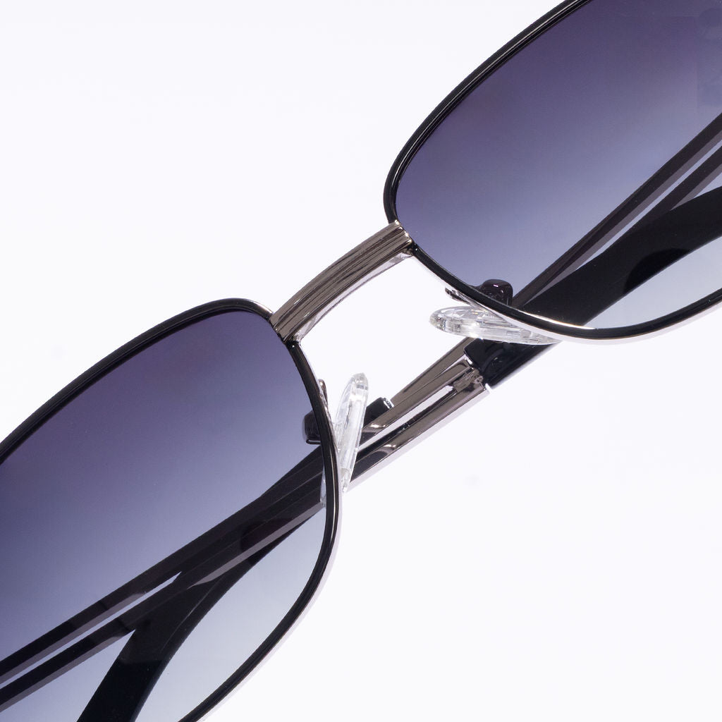 Tom Miller Select 004 rectangle sunglasses, silver frame, grey lens