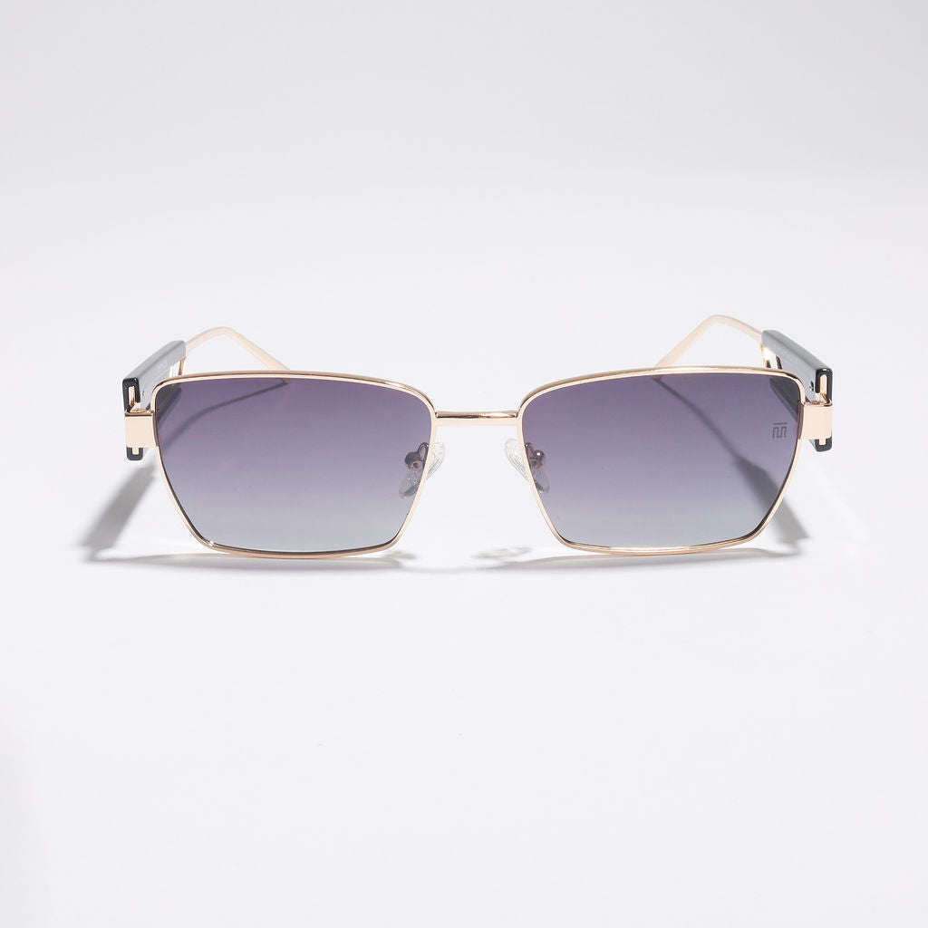 Tom Miller Elite 004 rectangle sunglasses, gold frame, grey lens