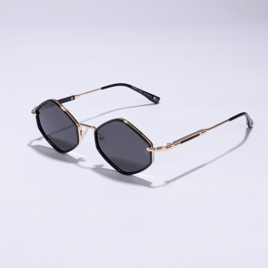 Tom Miller Essential 005 diamond sunglasses, gold frame, black lens