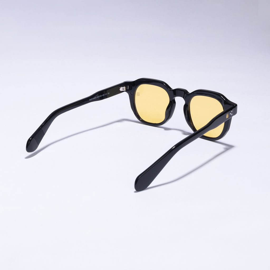 Tom Miller Select 009 round sunglasses, black frame, yellow lens