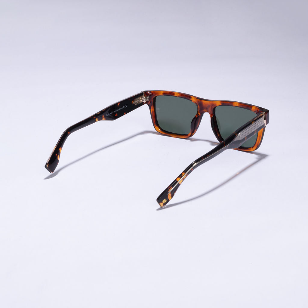 Tom Miller Select 012 rectangle sunglasses, tortoise frame, green lens #Eyewear frame color_Tortoise / Green Lens