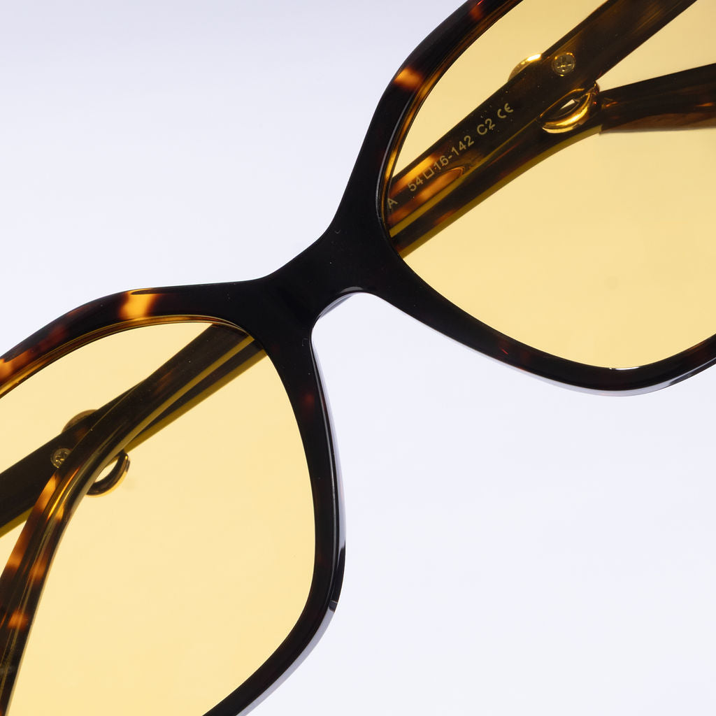 Tom Miller Elite 015 cat eye sunglasses, tortoiseshell frame, yellow lens