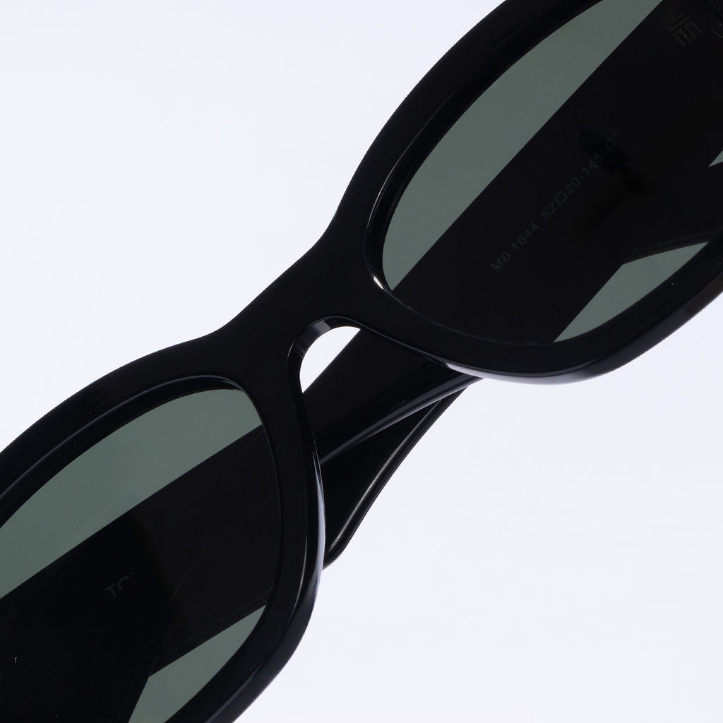 Tom Miller Elite 017 cat eye sunglasses, black frame, green lens #Eyewear frame color_Black / Green Lens