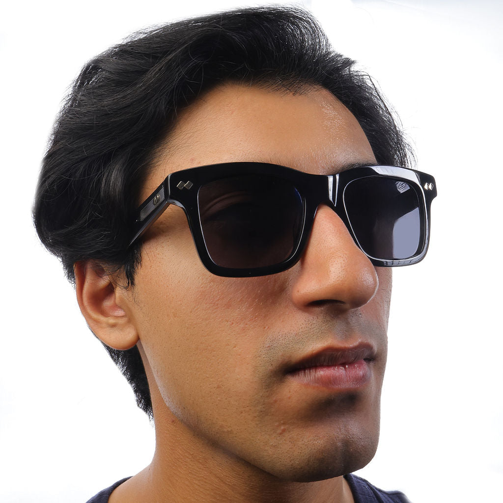 Tom Miller Select 012 rectangle sunglasses, black frame, black lens #Eyewear frame color_Black / Black Lens