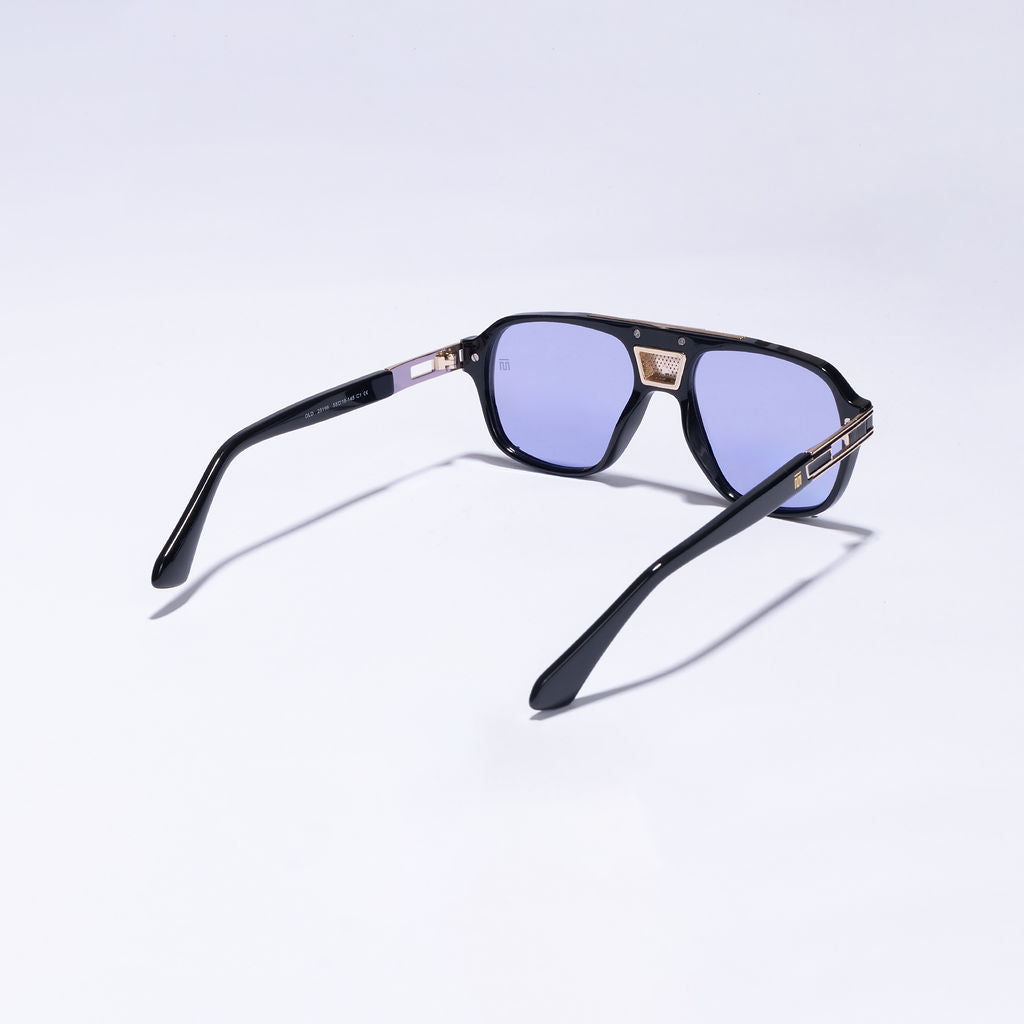 Tom Miller Elite 013 aviator sunglasses, black frame, purple lens