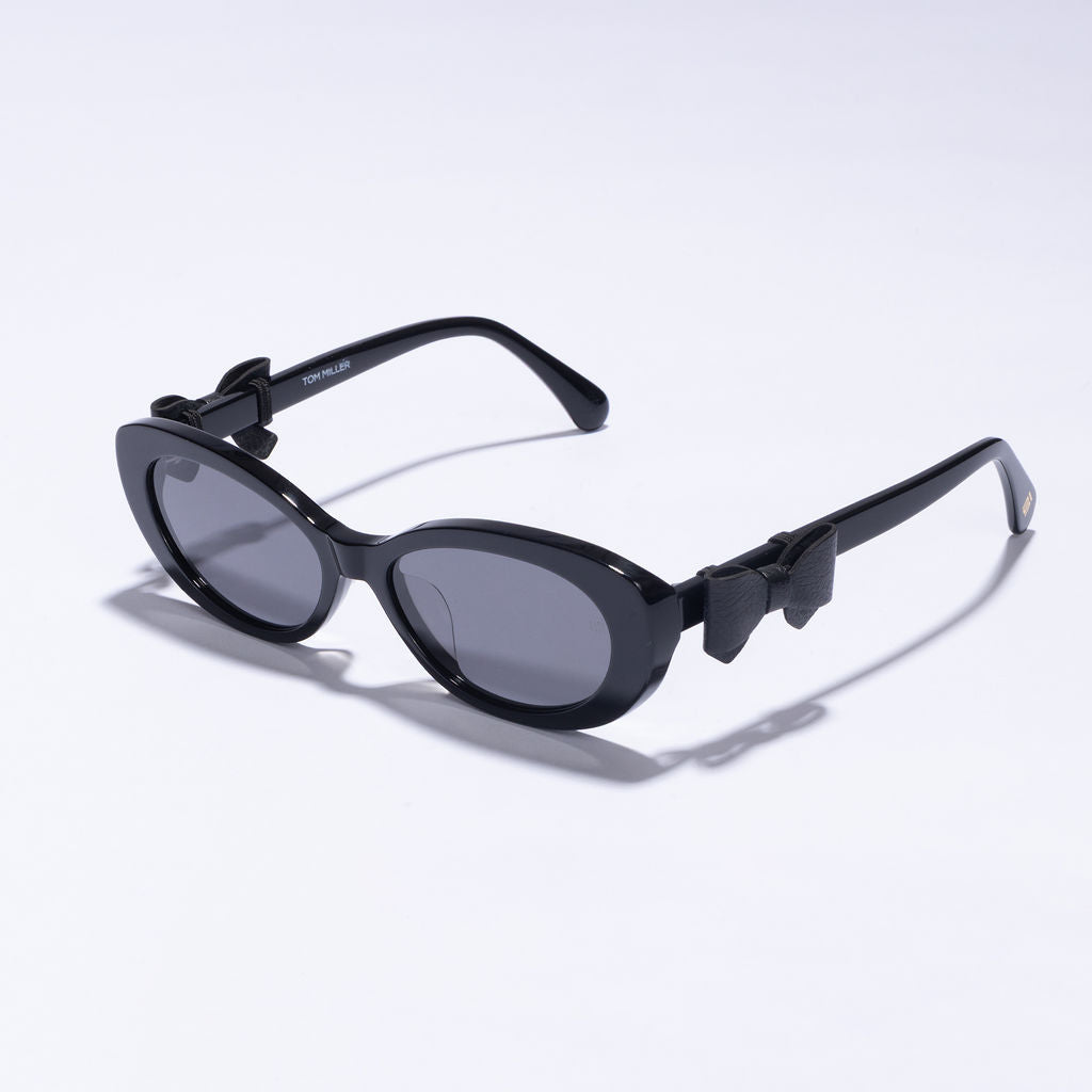 Tom Miller Elite 009 oval sunglasses, black frame, grey lens