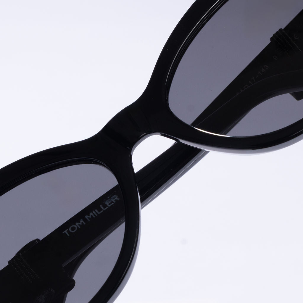 Tom Miller Elite 009 oval sunglasses, black frame, grey lens