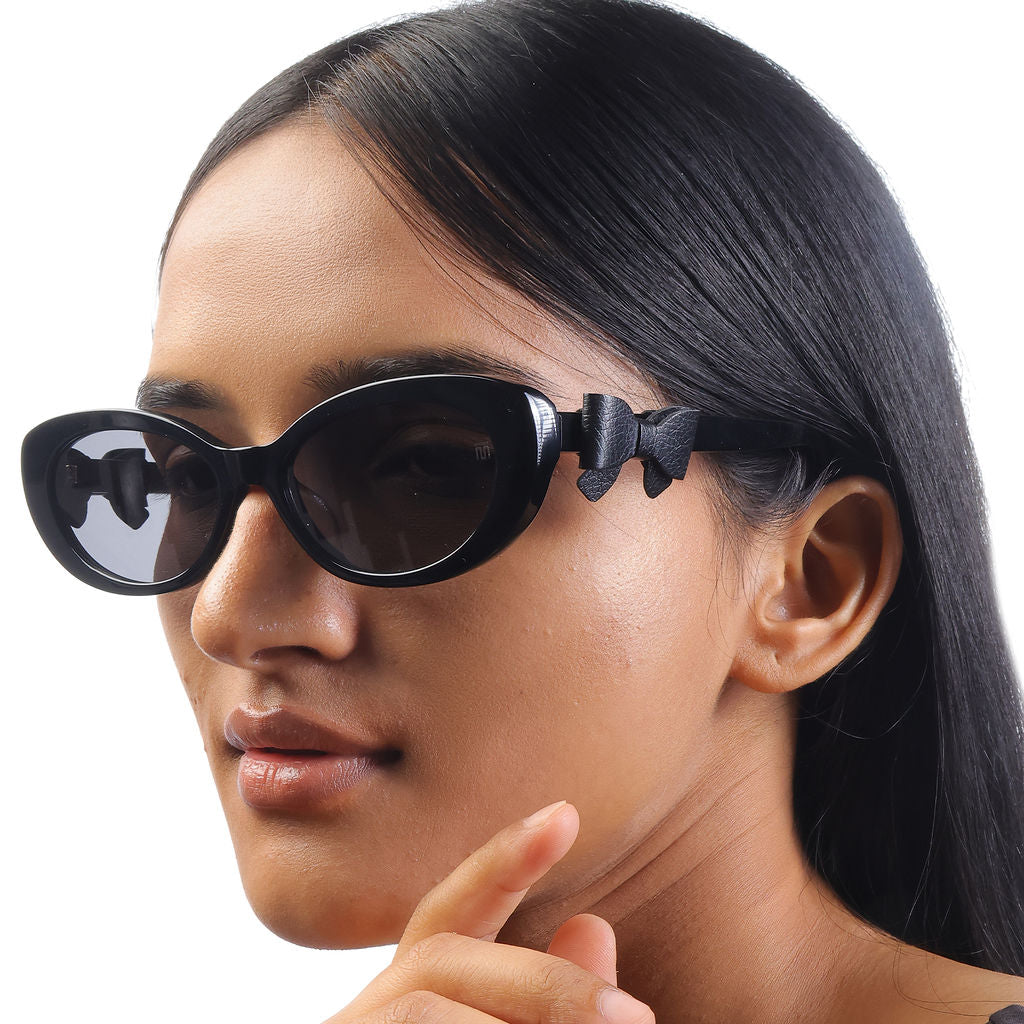Tom Miller Elite 009 oval sunglasses, black frame, grey lens