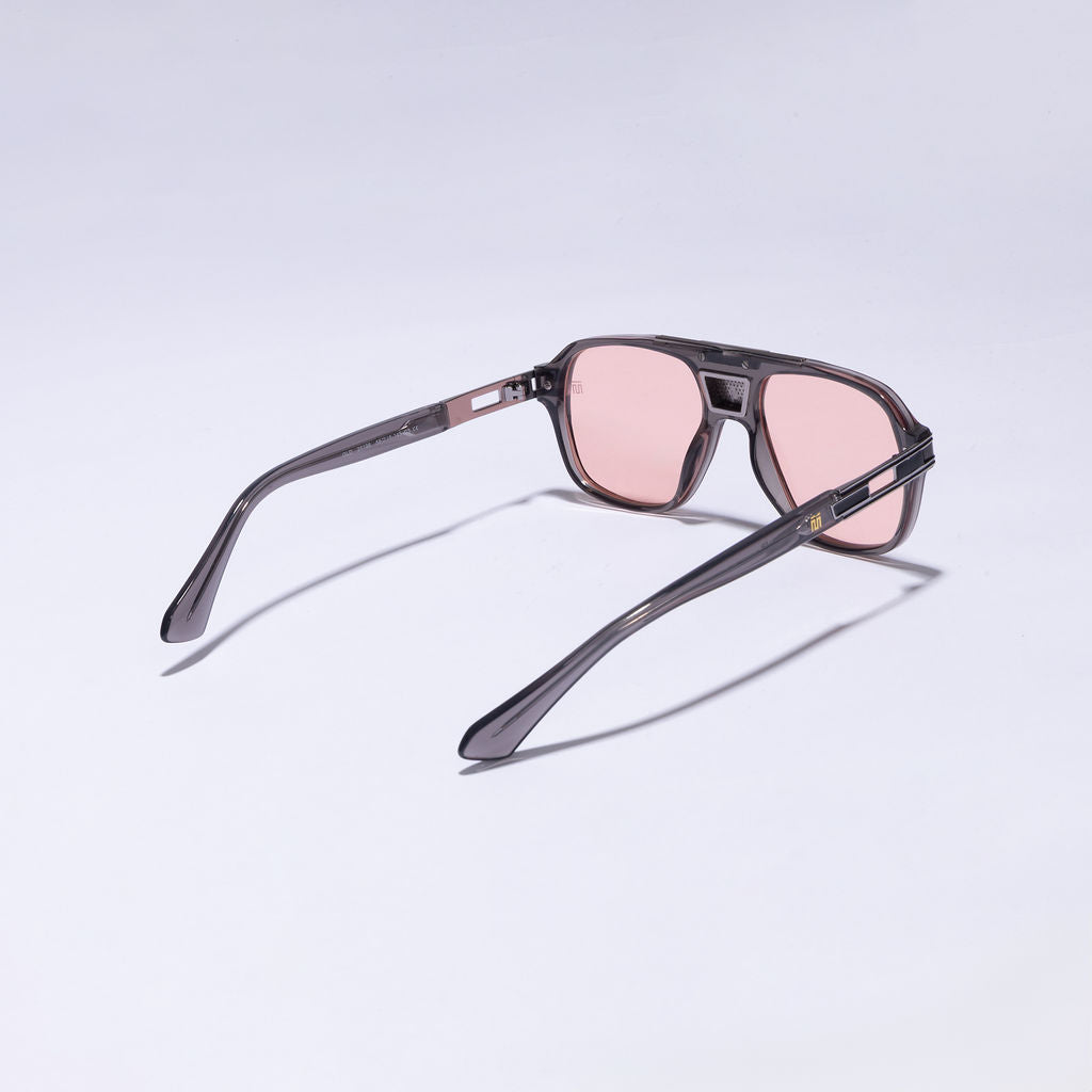 Tom Miller Elite 013 aviator sunglasses, grey frame, pink lens