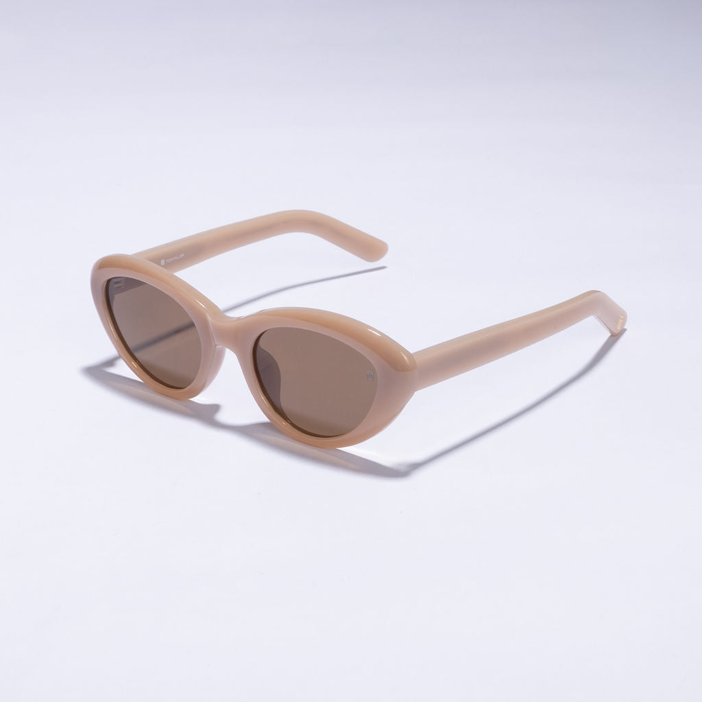 Tom Miller Essential 004 cat eye sunglasses, peach frame, brown lens