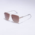 Tom Miller Elite 007 square sunglasses, gold frame, brown lens #Frame Color_Gold / Brown Lens