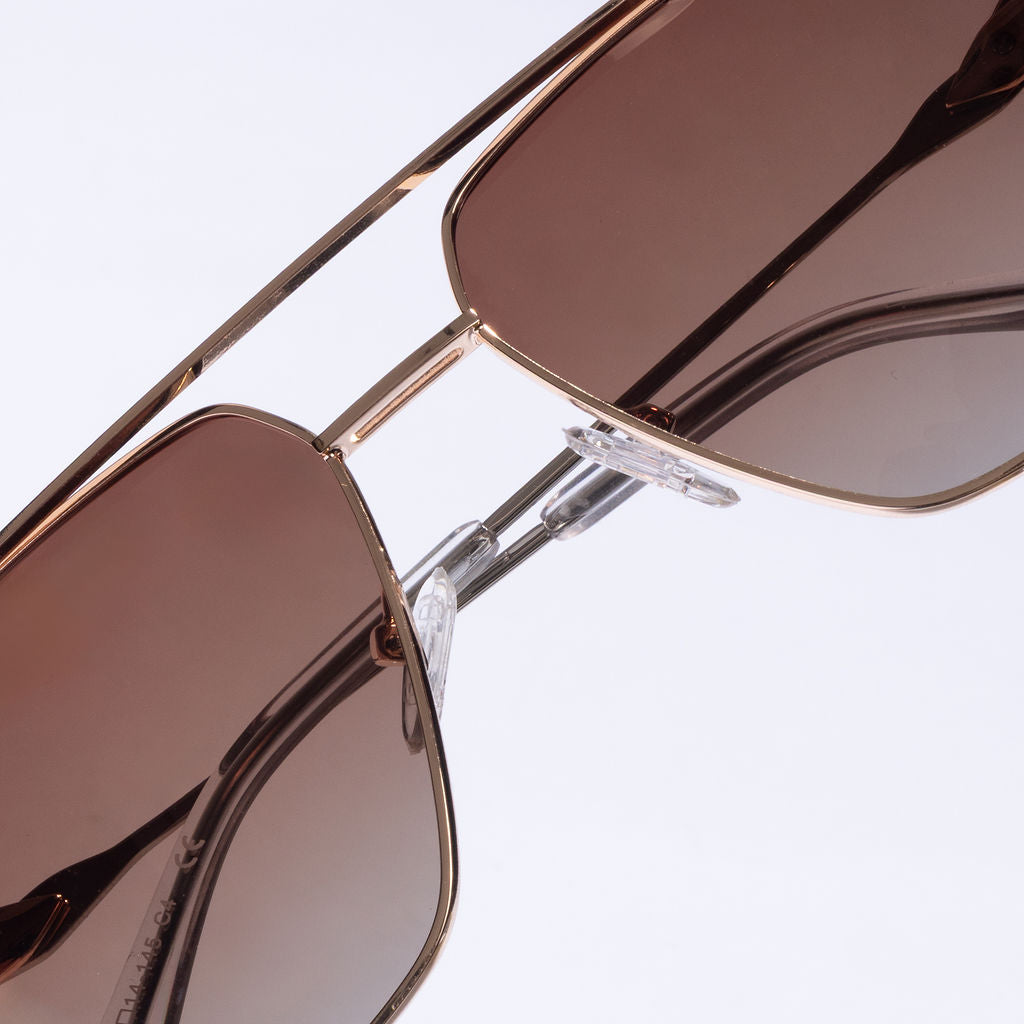 Tom Miller Elite 007 square sunglasses, gold frame, brown lens #Frame Color_Gold / Brown Lens