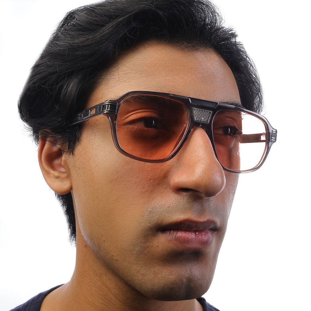 Tom Miller Elite 013 aviator sunglasses, grey frame, pink lens