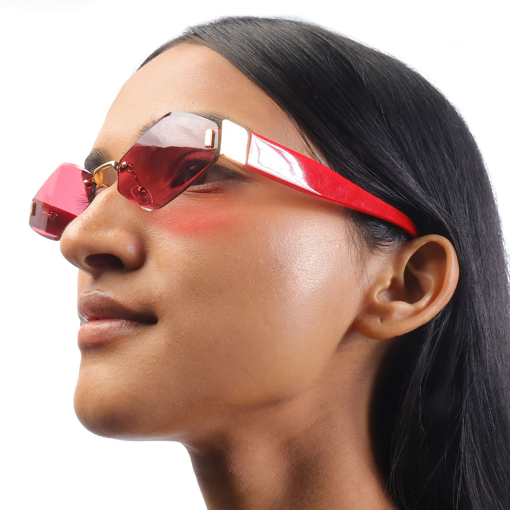 Tom Miller Elite 003 diamond sunglasses, red frame, red lens #Frame Color_Red / Red Lens