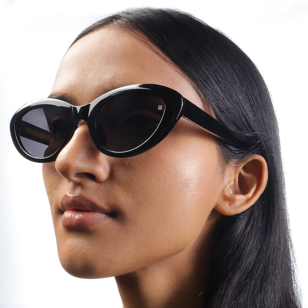 Tom Miller Essential 004 cat eye sunglasses, black frame, black lens #Frame Color_Black / Black