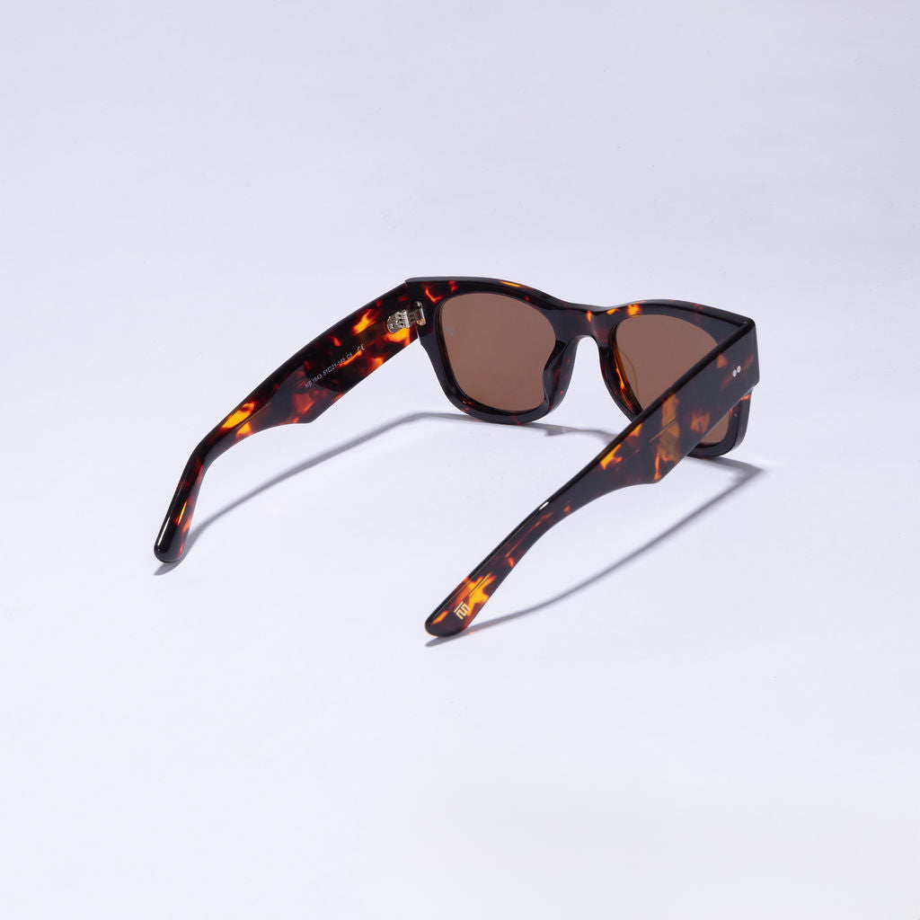 Tom Miller Elite 018 wayfarer sunglasses, tortoise frame, brown lens #Eyewear frame color_Tortoise / Brown Lens