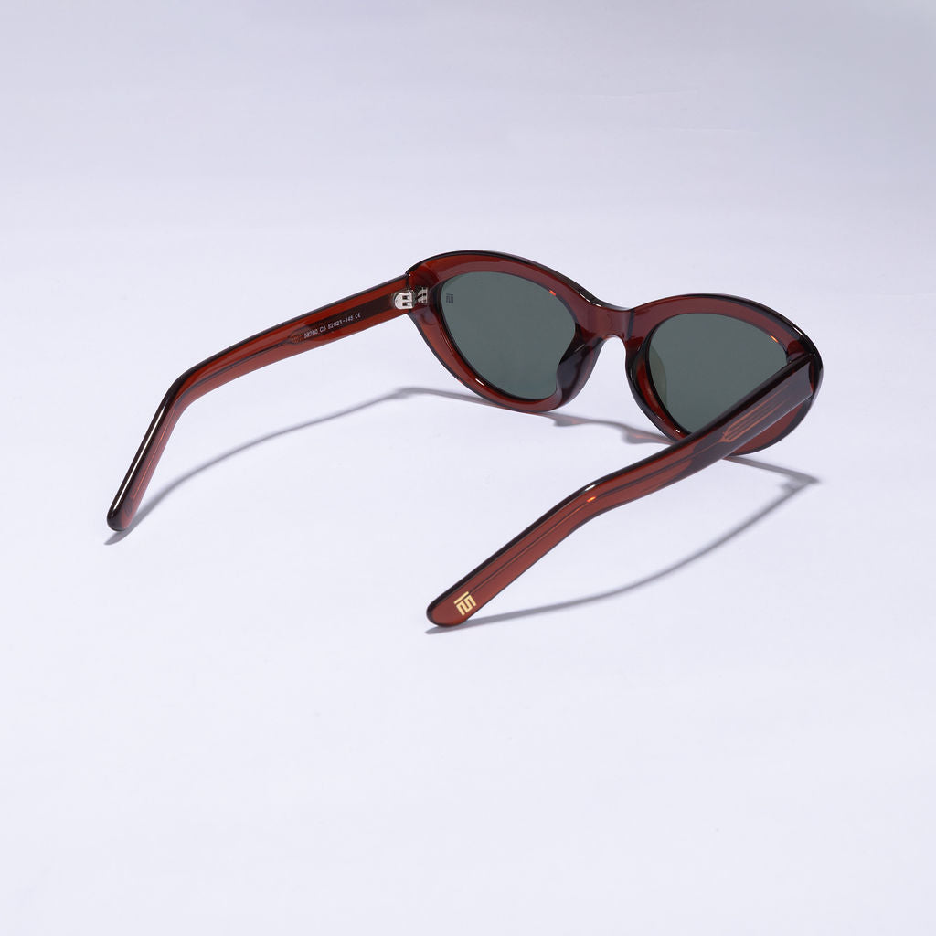 Tom Miller Essential 004 cat eye sunglasses, maroon frame, green lens