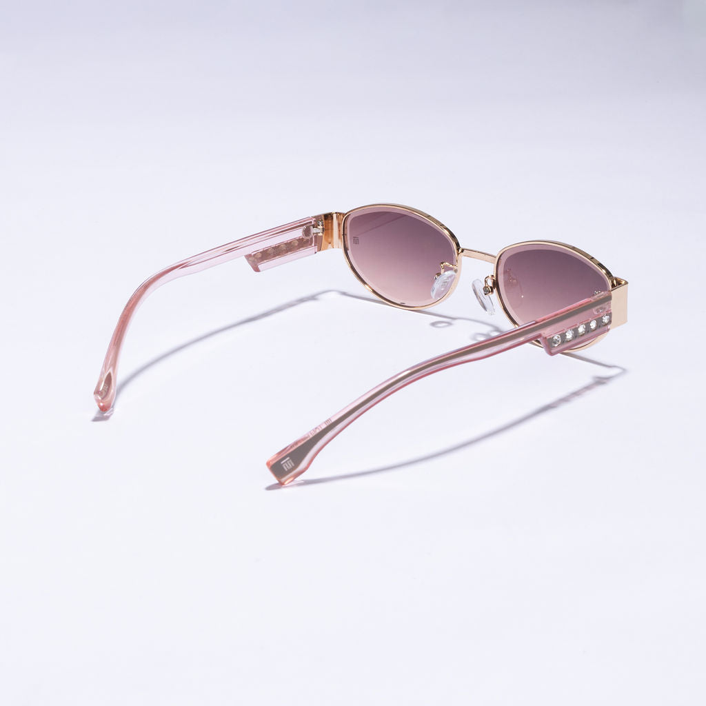 Tom Miller Essential 001 oval sunglasses, gold frame, pink lens