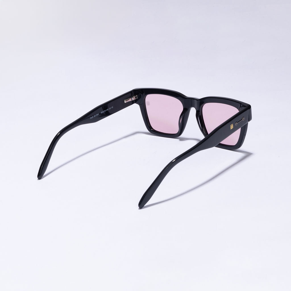 Tom Miller Elite 016 rectangle sunglasses, black frame, pink lens