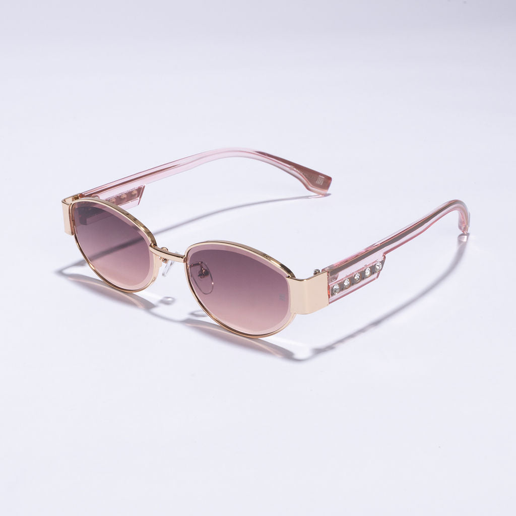 Tom Miller Essential 001 oval sunglasses, gold frame, pink lens