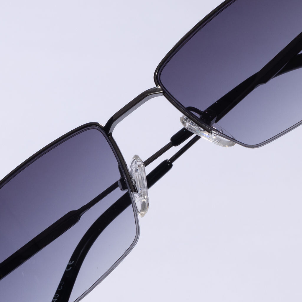 Tom Miller Select 001 rectangle sunglasses, gunmetal frame, grey lens #Frame Color_Gun Metal / Grey Lens