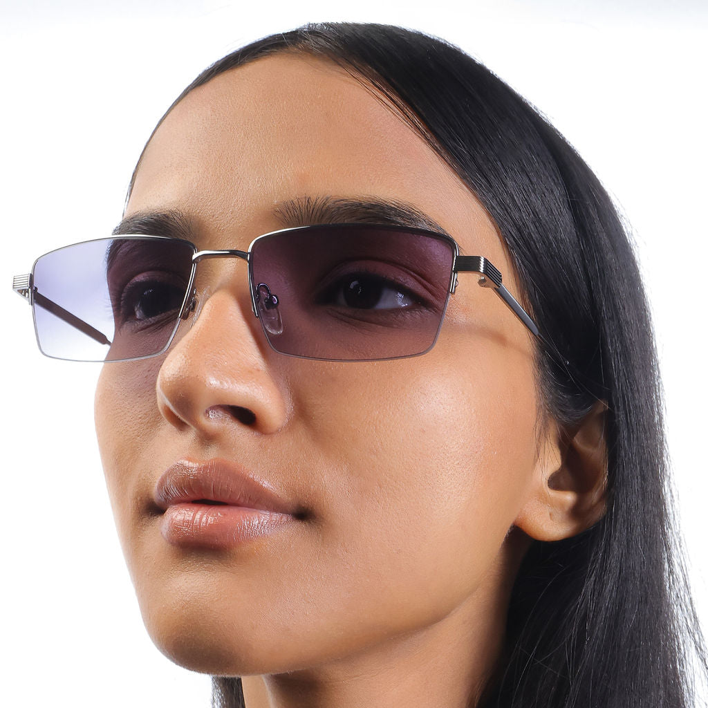 Tom Miller Select 001 rectangle sunglasses, gunmetal frame, grey lens #Frame Color_Gun Metal / Grey Lens