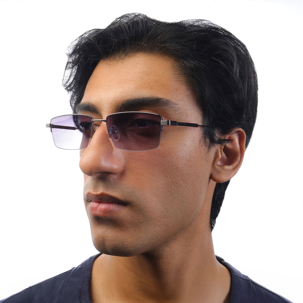 Tom Miller Select 001 rectangle sunglasses, gunmetal frame, grey lens #Frame Color_Gun Metal / Grey Lens